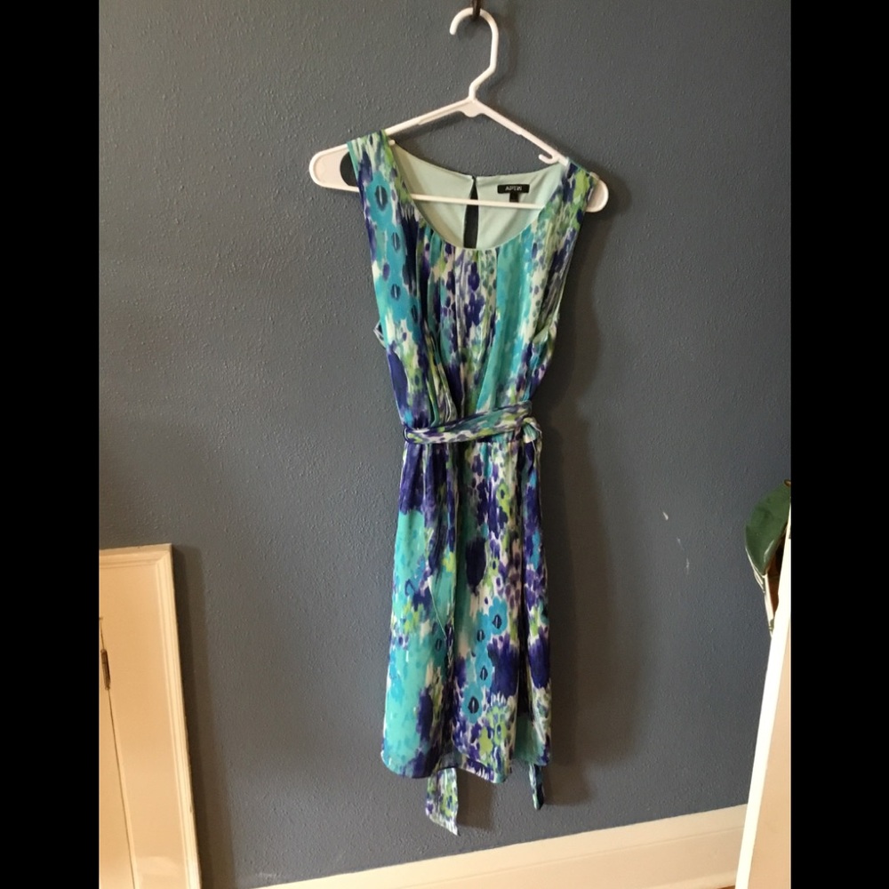 Shear turquoise, green and royal blue print.